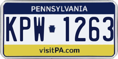 PA license plate KPW1263