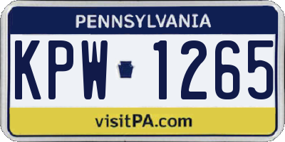 PA license plate KPW1265