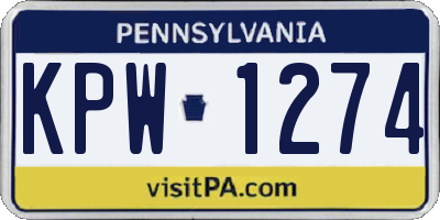 PA license plate KPW1274
