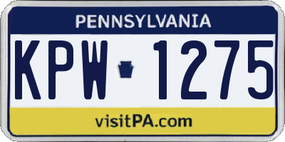 PA license plate KPW1275