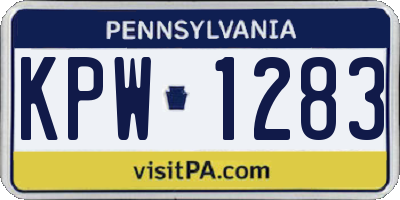 PA license plate KPW1283