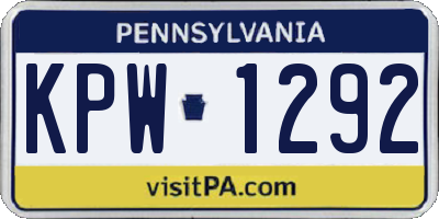 PA license plate KPW1292