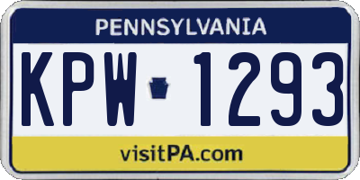 PA license plate KPW1293