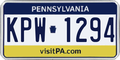 PA license plate KPW1294