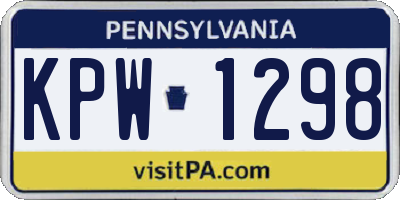 PA license plate KPW1298