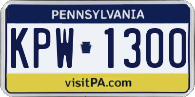PA license plate KPW1300