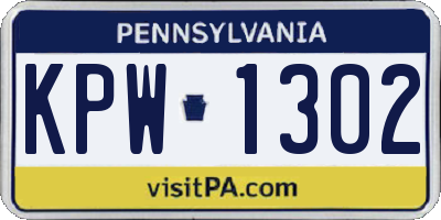 PA license plate KPW1302