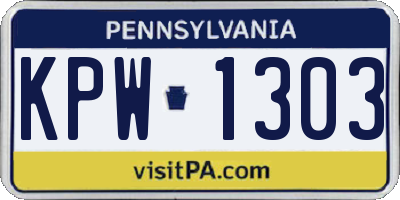 PA license plate KPW1303