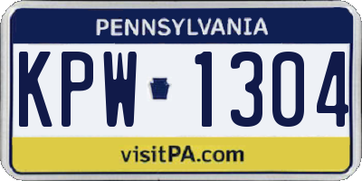 PA license plate KPW1304