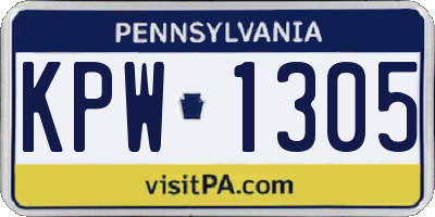 PA license plate KPW1305