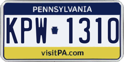 PA license plate KPW1310