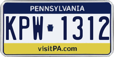 PA license plate KPW1312