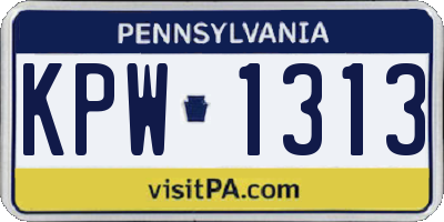PA license plate KPW1313