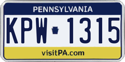PA license plate KPW1315