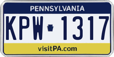 PA license plate KPW1317