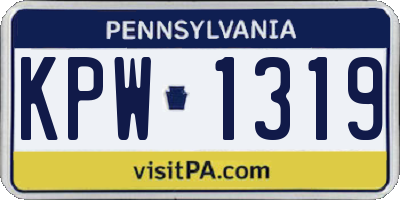 PA license plate KPW1319