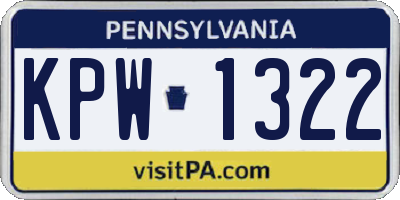 PA license plate KPW1322