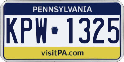 PA license plate KPW1325