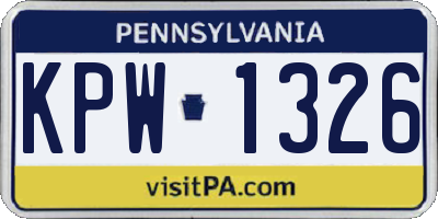 PA license plate KPW1326