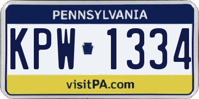 PA license plate KPW1334