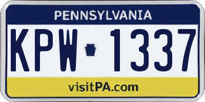 PA license plate KPW1337