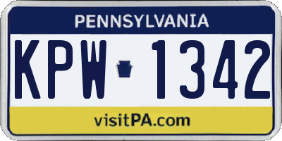 PA license plate KPW1342