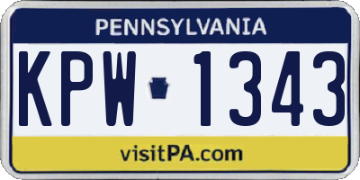 PA license plate KPW1343