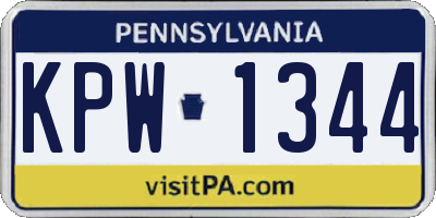PA license plate KPW1344