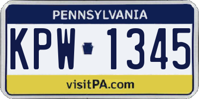 PA license plate KPW1345