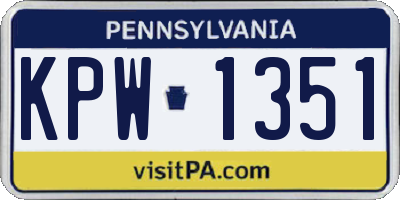 PA license plate KPW1351