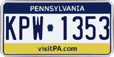 PA license plate KPW1353