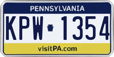 PA license plate KPW1354
