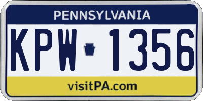 PA license plate KPW1356