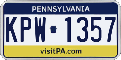 PA license plate KPW1357