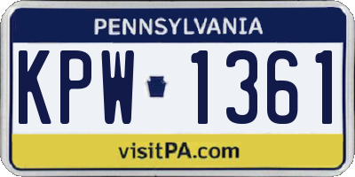PA license plate KPW1361