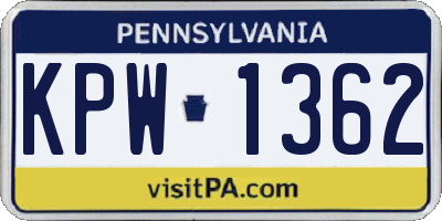 PA license plate KPW1362