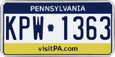 PA license plate KPW1363