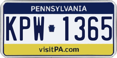 PA license plate KPW1365