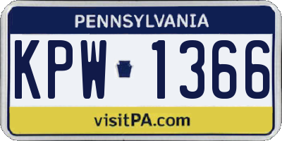 PA license plate KPW1366