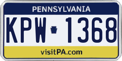 PA license plate KPW1368