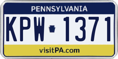PA license plate KPW1371