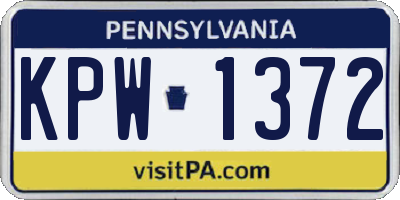 PA license plate KPW1372