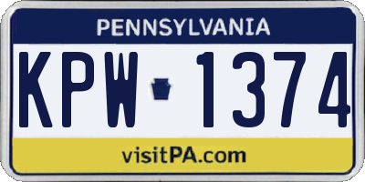 PA license plate KPW1374