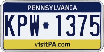 PA license plate KPW1375