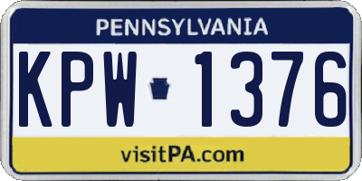 PA license plate KPW1376