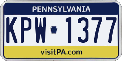 PA license plate KPW1377