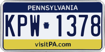 PA license plate KPW1378