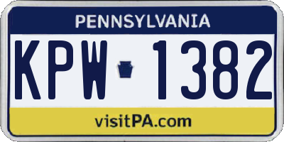 PA license plate KPW1382