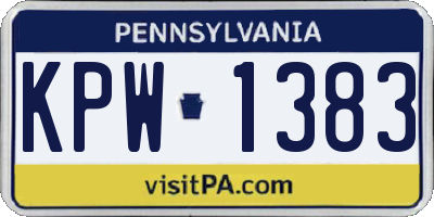 PA license plate KPW1383