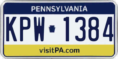 PA license plate KPW1384